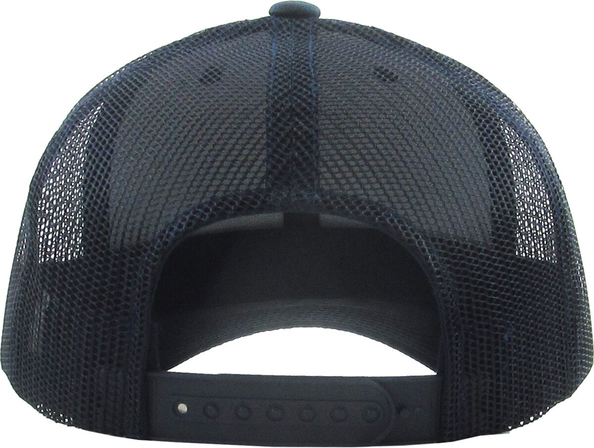 Navy Blue Classic 6 Panel Trucker Mesh Snapback Back View